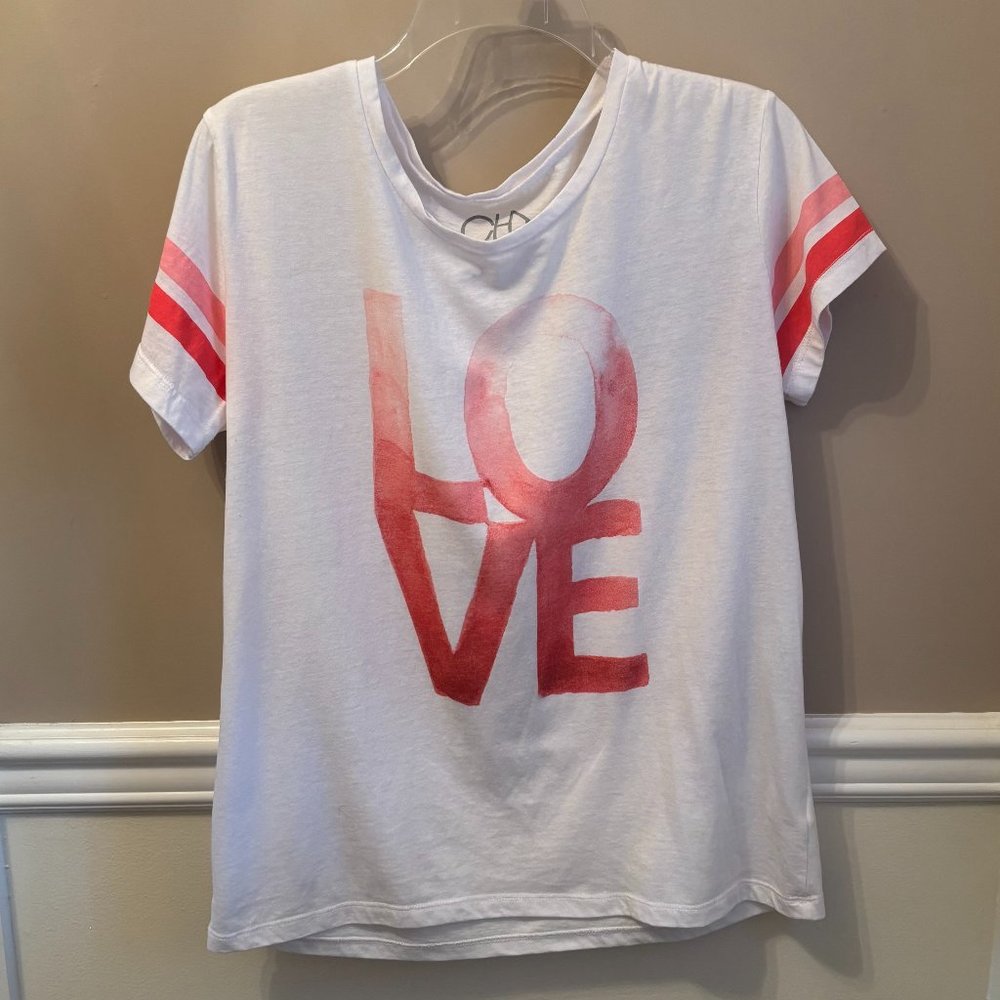 CHASER LOVE Graphic Short Sleeve Tee Shirt Size L in Colors Pink/Red